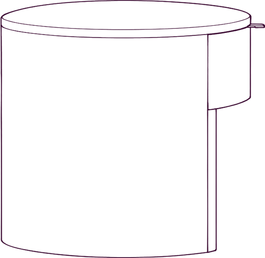 Theo 1-Drawer Nightstand, side elevation line drawing