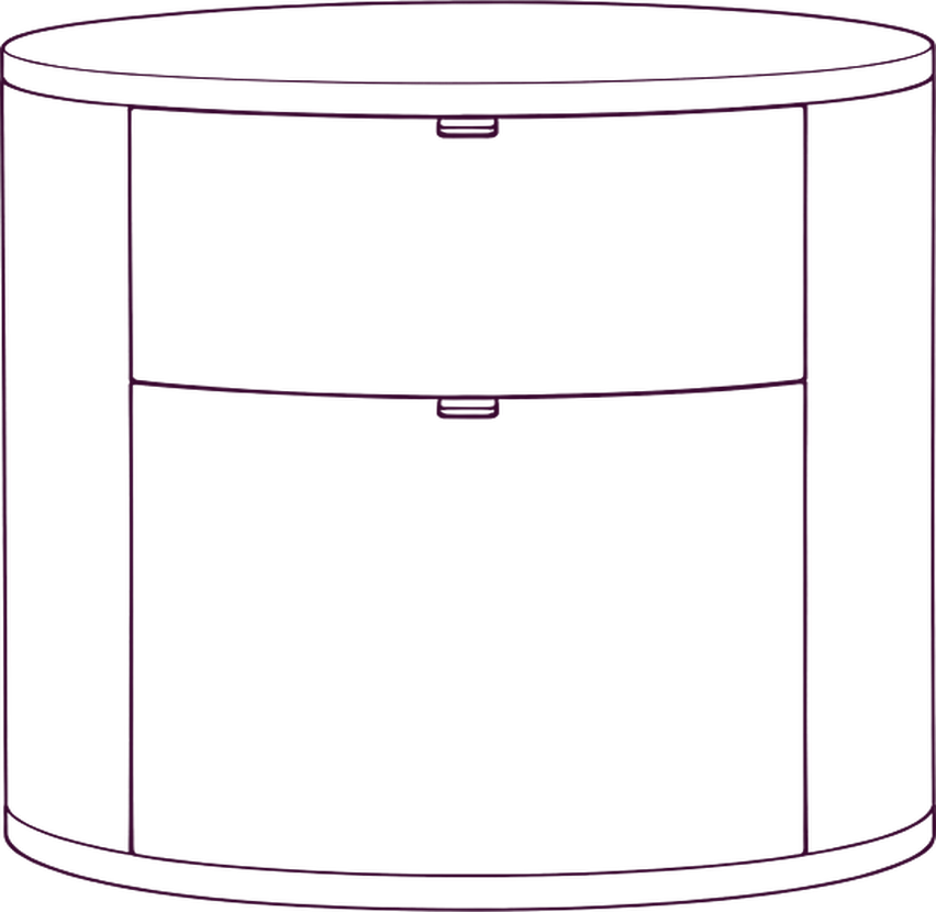 Theo 2-Drawer Nightstand, front elevation line drawing