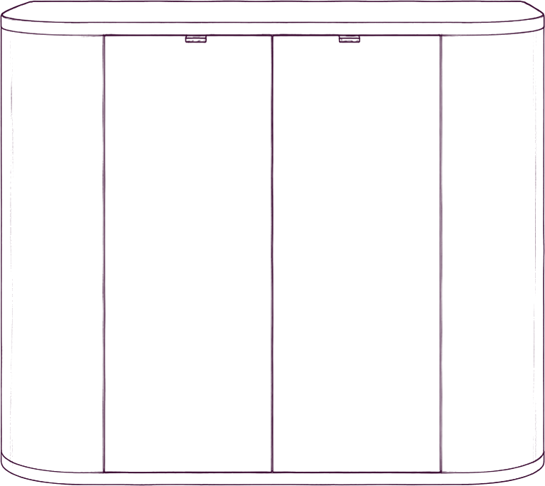 Theo Oak Cabinet, front elevation line drawing