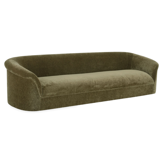 Thora Sofa in Dark Green, three-quarter view