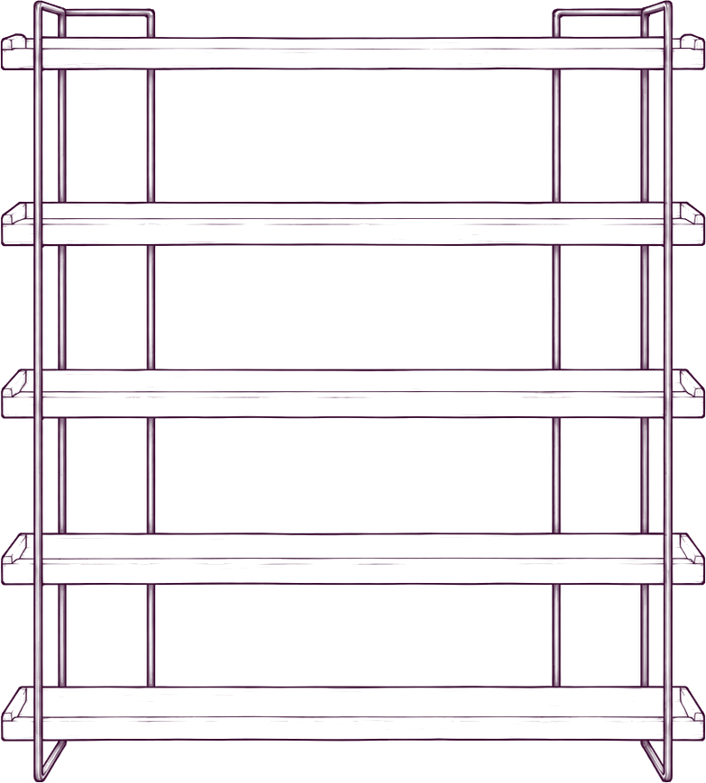 Vancouver Large Bookshelf, front elevation line drawing