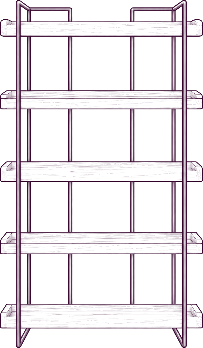 Vancouver Small Bookshelf, front elevation line drawing