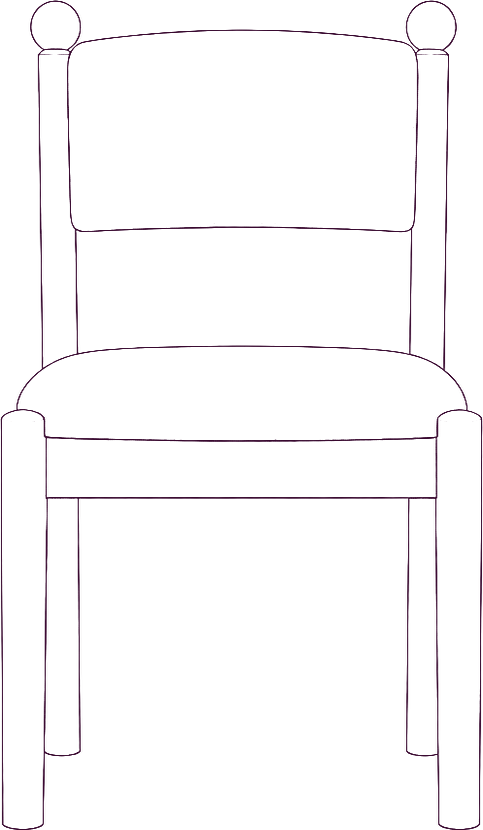 Villetta Dining Chair (Pair), front elevation line drawing