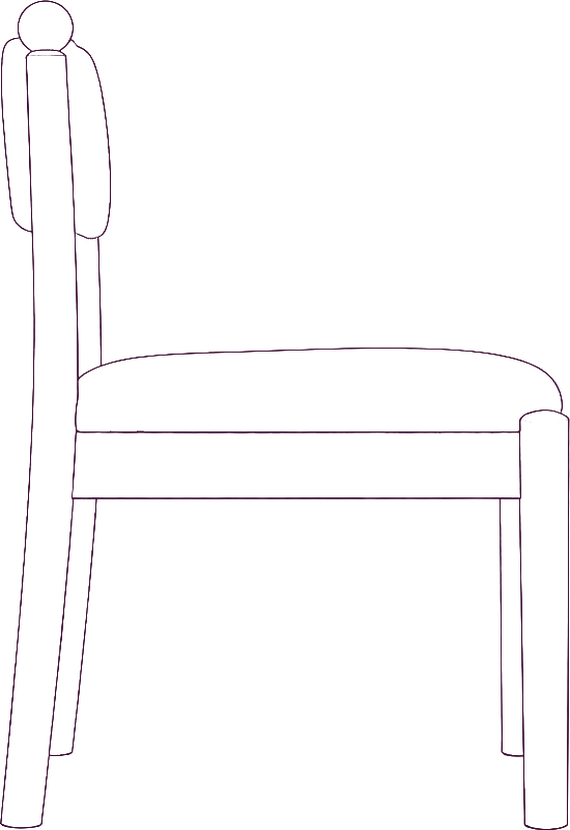 Villetta Dining Chair (Pair), side elevation line drawing