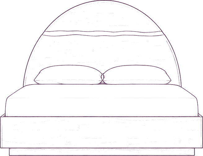 Watson Bed, front elevation line drawing