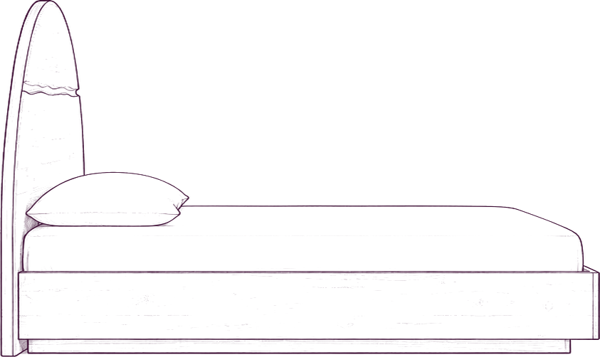 Watson Bed, side elevation line drawing