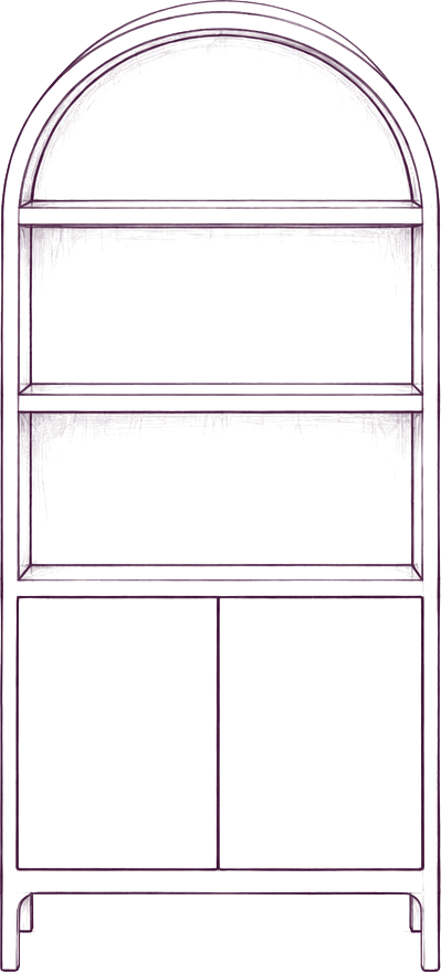 Wilde Display Cabinet, front elevation line drawing
