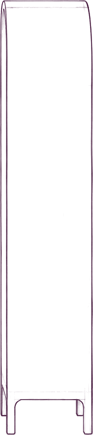 Wilde Display Cabinet, side elevation line drawing