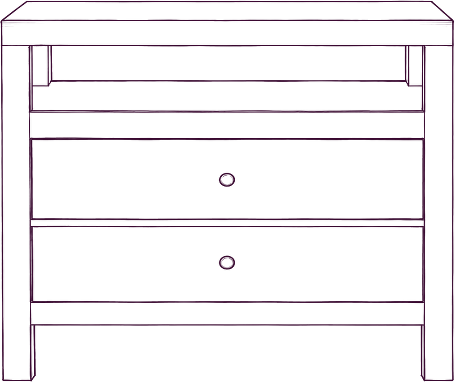 Windsor Nightstand, front elevation line drawing