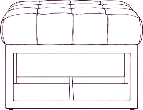 Wyatt Leather Bench, side elevation line drawing