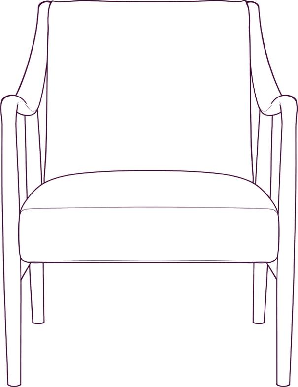 Yates Faux Shearling Accent Chair, front elevation line drawing