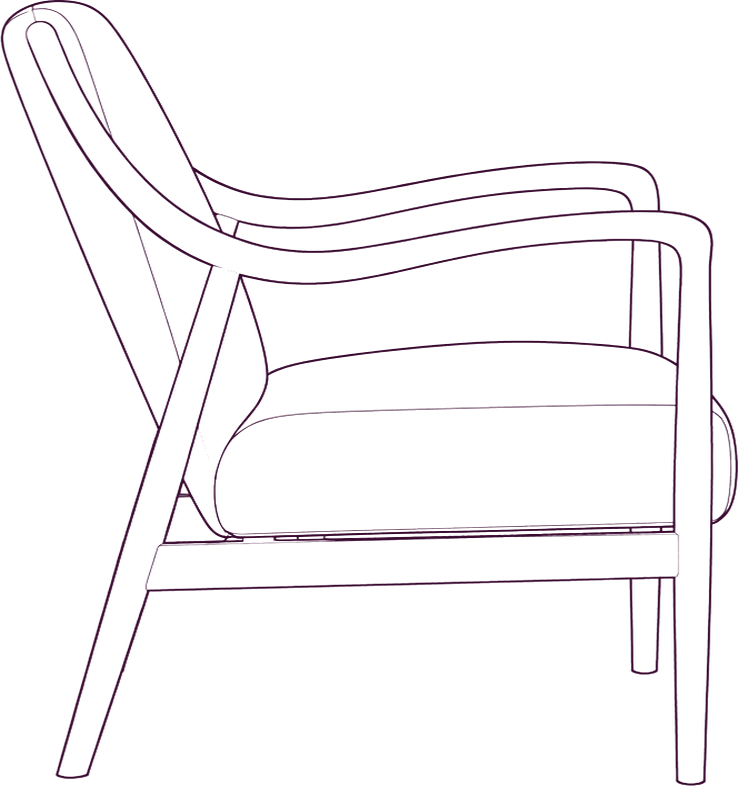 Yates Faux Shearling Accent Chair, side elevation line drawing