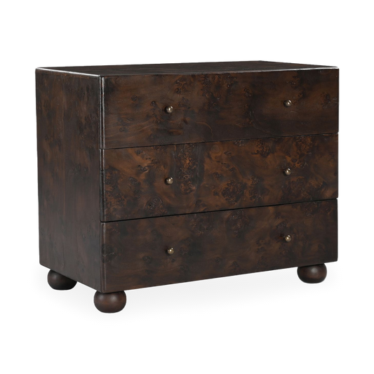 York 3 Drawer Nightstand, three-quarter view
