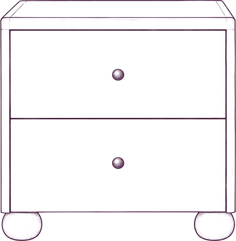 York Nightstand, front elevation line drawing