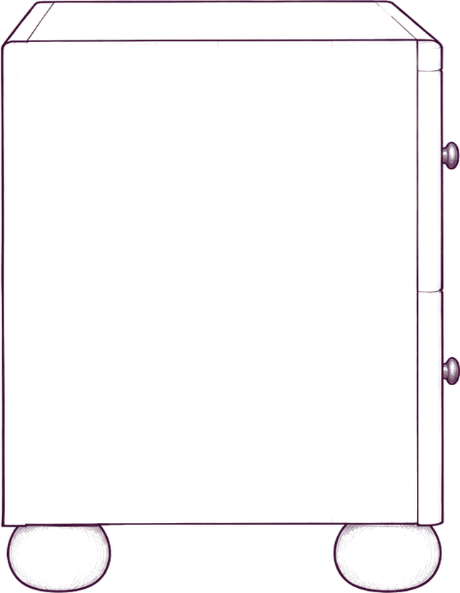 York Nightstand, side elevation line drawing