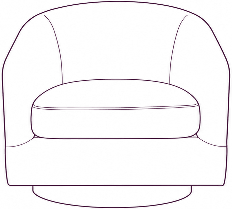 Oscy Swivel Chair, front elevation line drawing