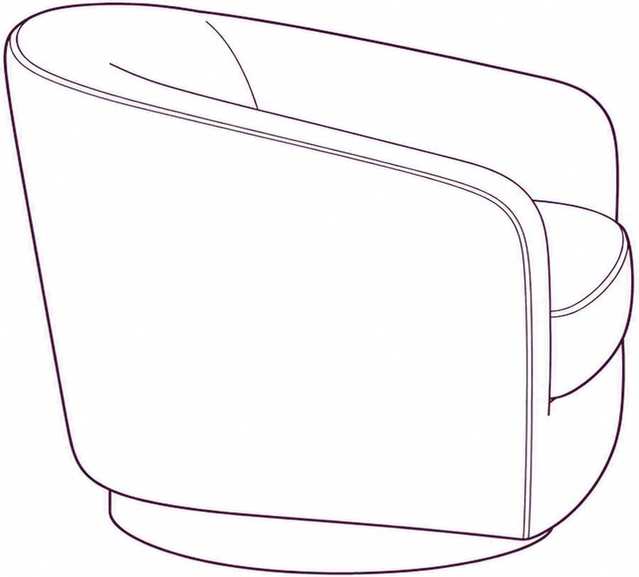 Oscy Swivel Chair, side elevation line drawing