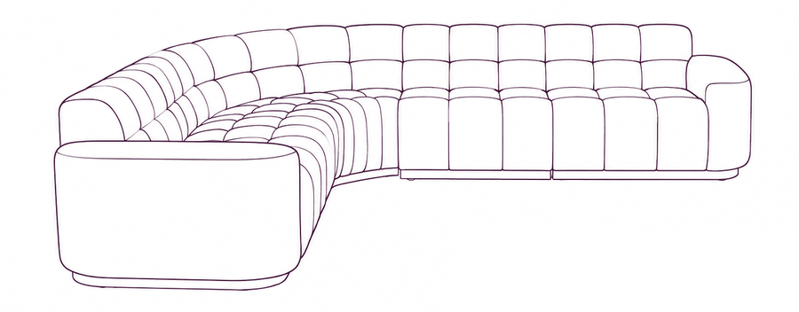 Roman L-Shaped Sectional, front elevation line drawing
