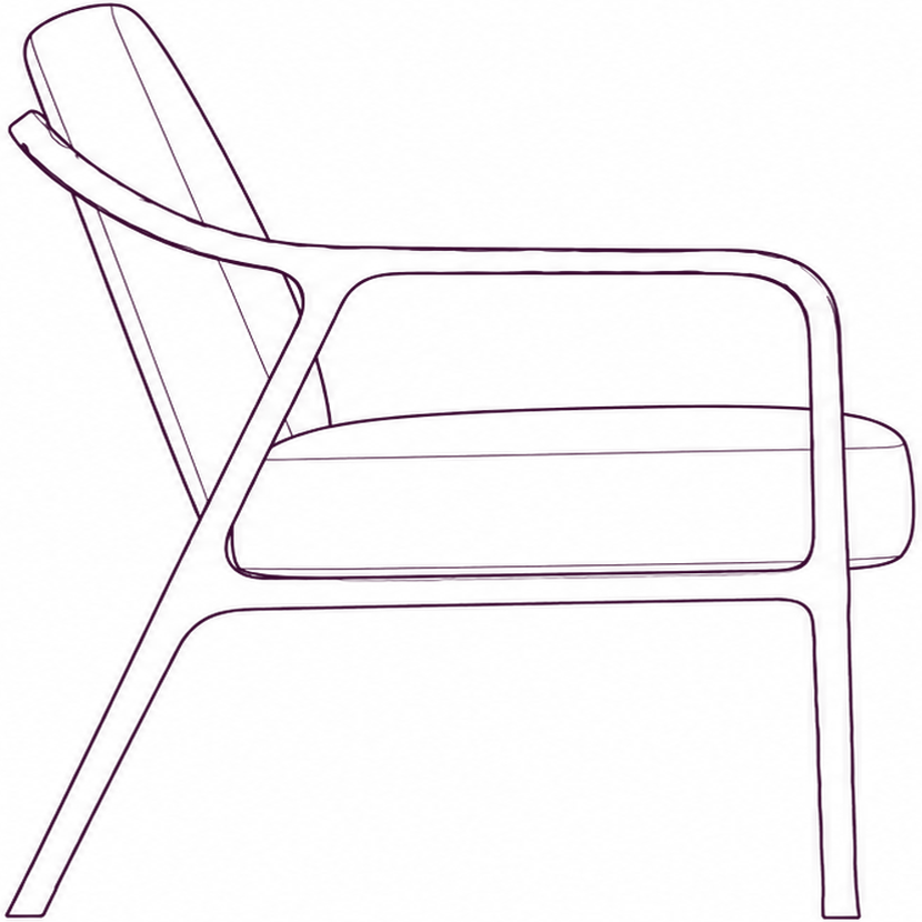 Rowe Beige Accent Chair, side elevation line drawing