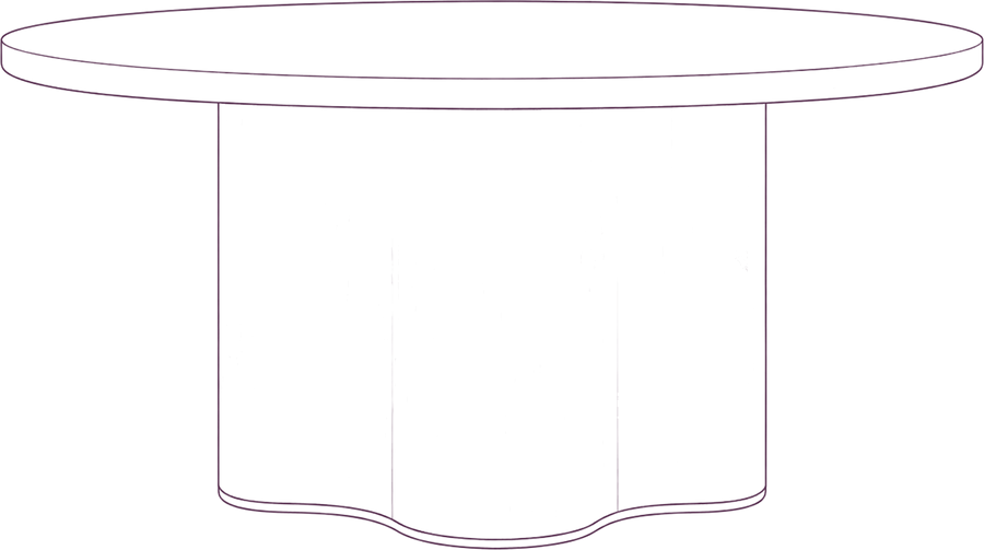Sidney Dining Table, front elevation line drawing