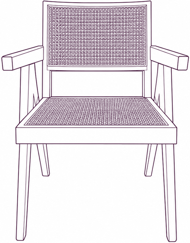 Takashi Chair (Pair), front elevation line drawing