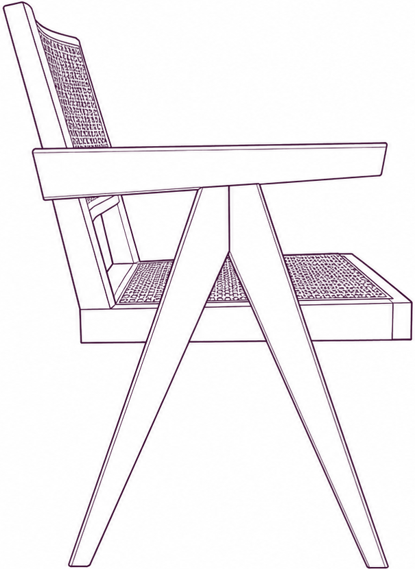 Takashi Chair (Pair), side elevation line drawing