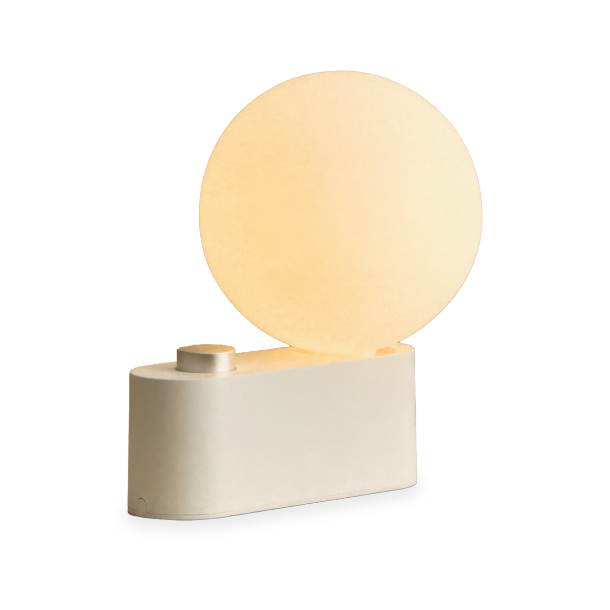 Alumina Lamp in Chalk, lit, front view