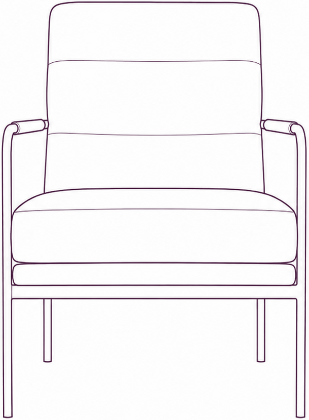 Verlaine Accent Chair, front elevation line drawing