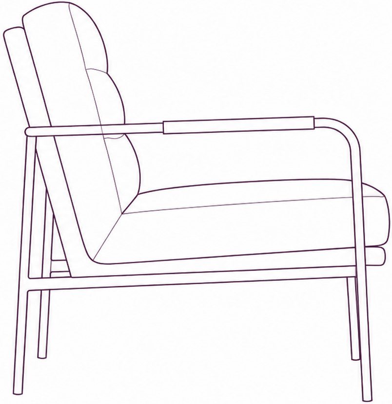 Verlaine Accent Chair, side elevation line drawing