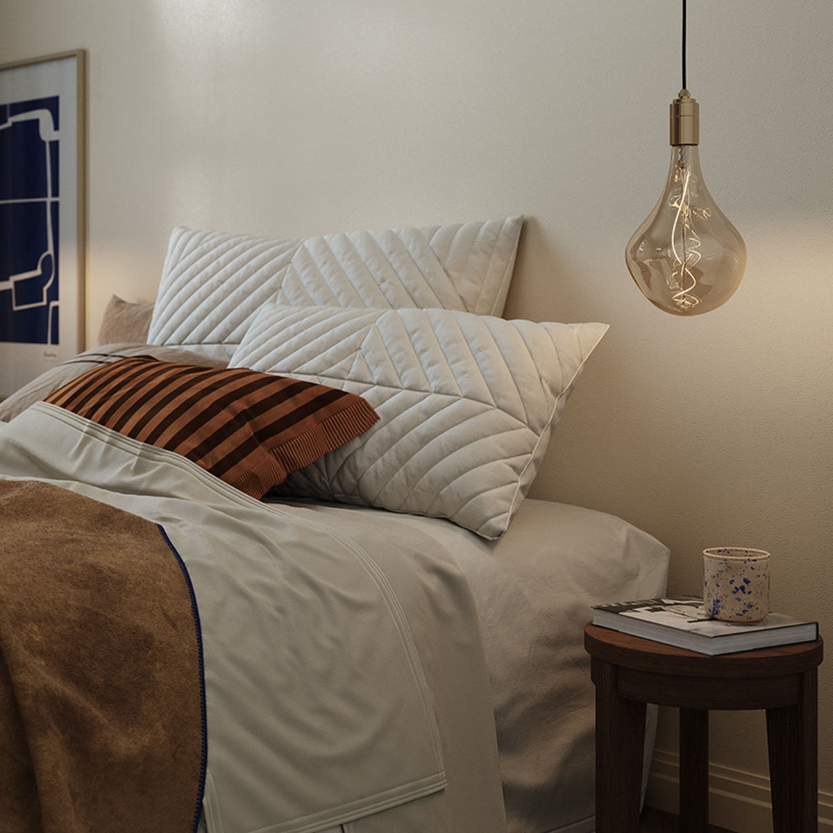Voronoi II Pendant Light in Brass in a bedroom